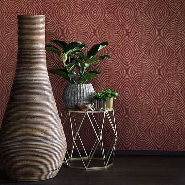 Galerie Wallpaper Product code: TP21282R - Venise Wallpaper Collection - Red Terracotta Gold Colours -  