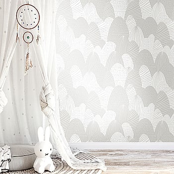 Galerie Wallcoverings Product Code 5425 - Little Explorers Wallpaper Collection - Grey White Colours -  