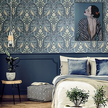 Galerie Wallcoverings Product Code ET12212 - Arts and Crafts Wallpaper Collection - Blue Olive Beige Colours -  